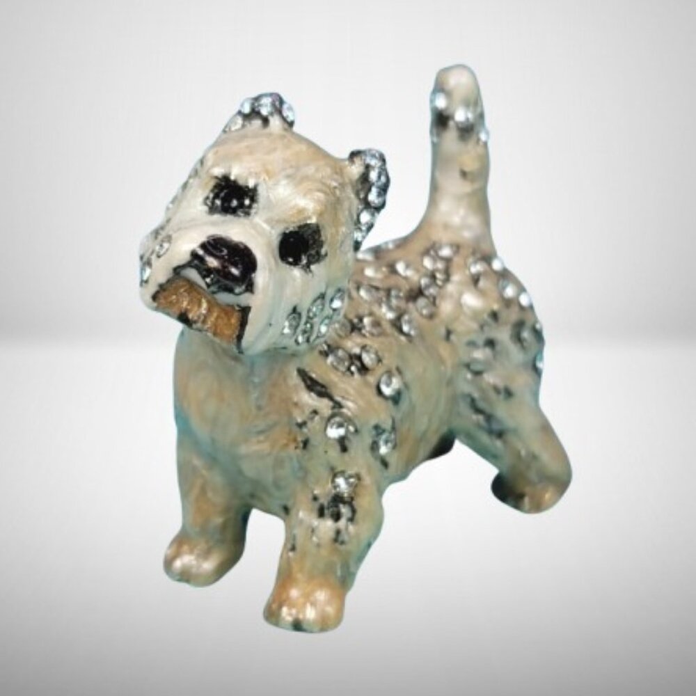 Jay Strongwater Westy Terrier Chester Mini Figurine with Swarovski Crystals